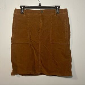 J. Jill Brown Corduroy Cotton Blend Mini Skirt with Pockets Size Small